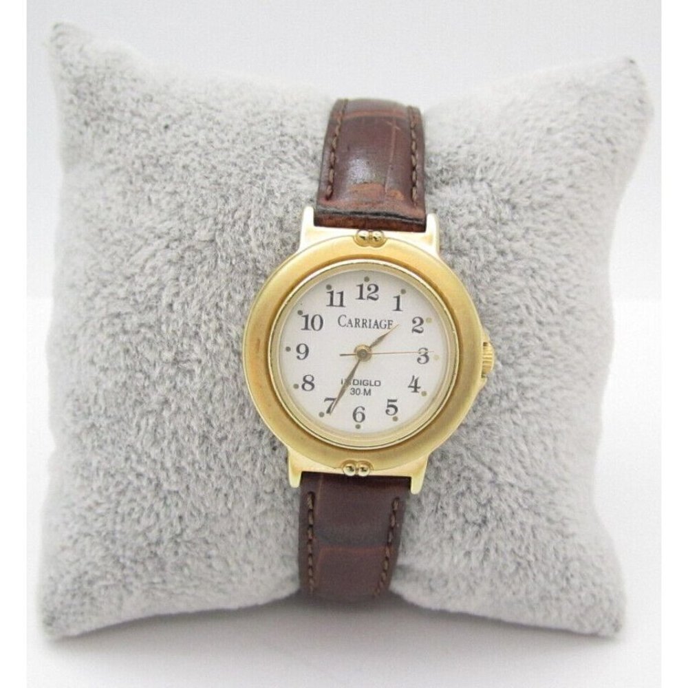 Women Carriage by Timex Indiglo Quartz WR Analog 27mm Causal Round Watch (G404)